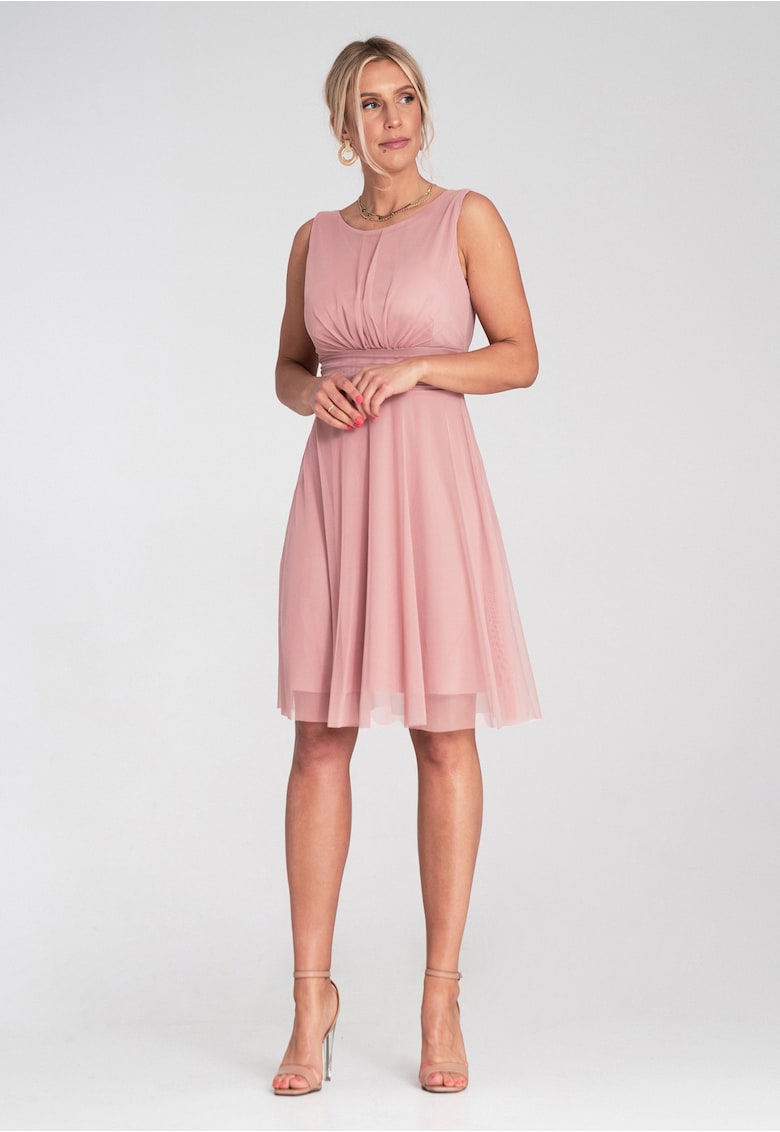Rochie  eleganta - decolteu la spate - din plasa - roz -