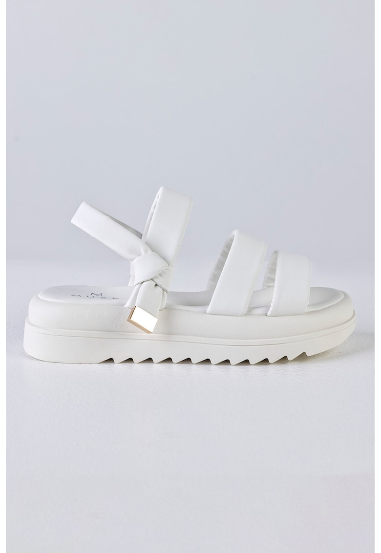 Oferte la Sandale wedge de piele ecologica - Alb optic