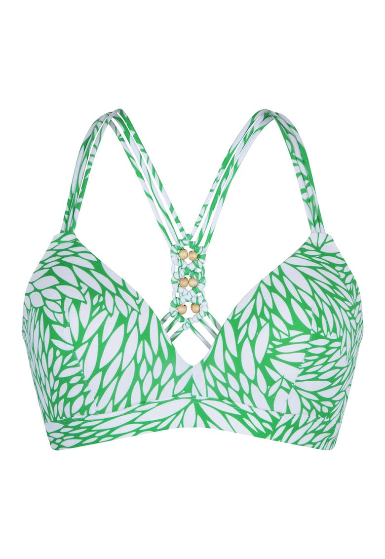 Sutien de baie cu model - Alb/Verde