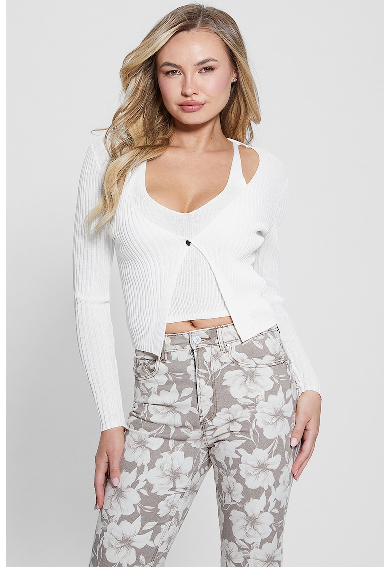 Pulover cu model 2-in-1 - Alb