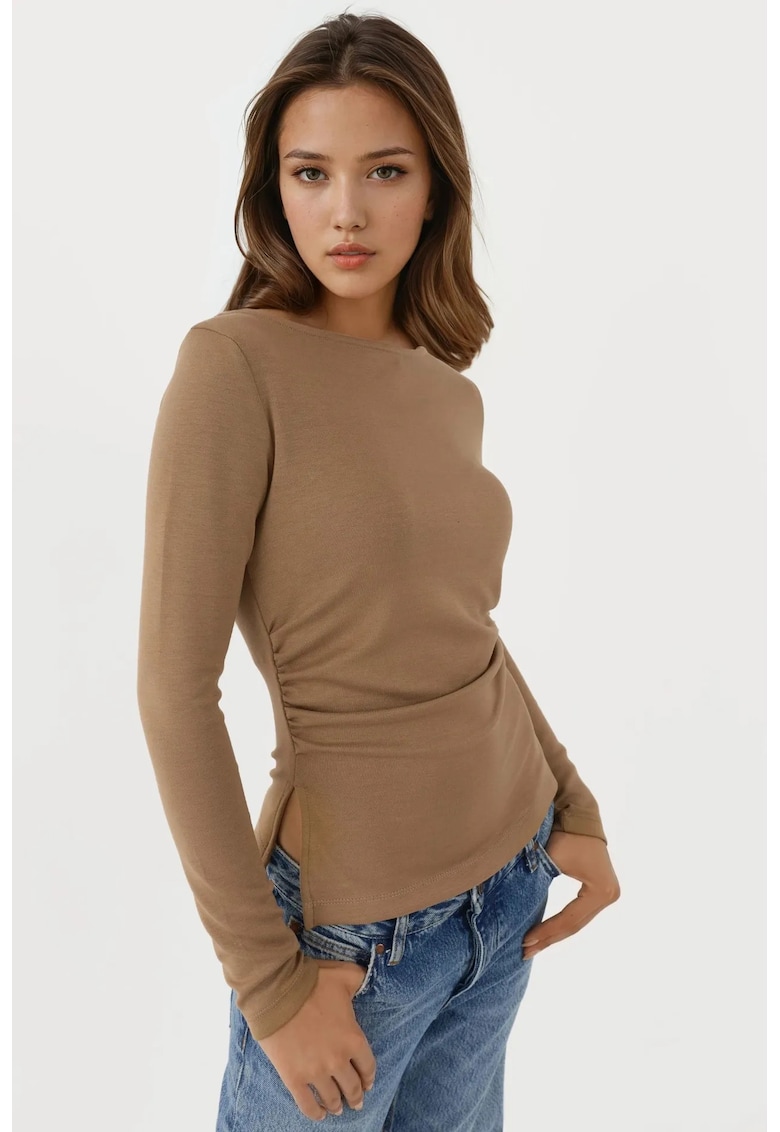 Bluza dama -  cu maneca lunga - tricot - bej