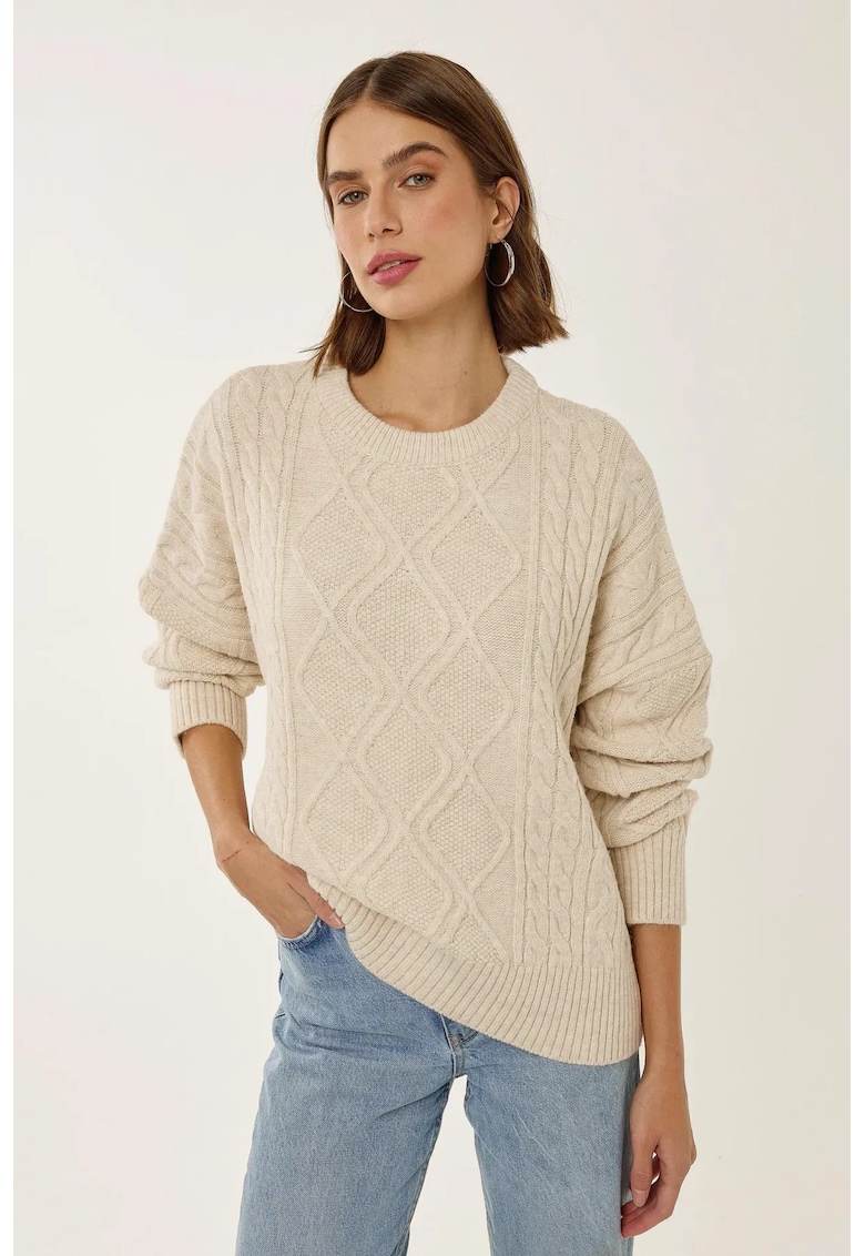 Pulover dama -  supradimensionat - natur - tricot