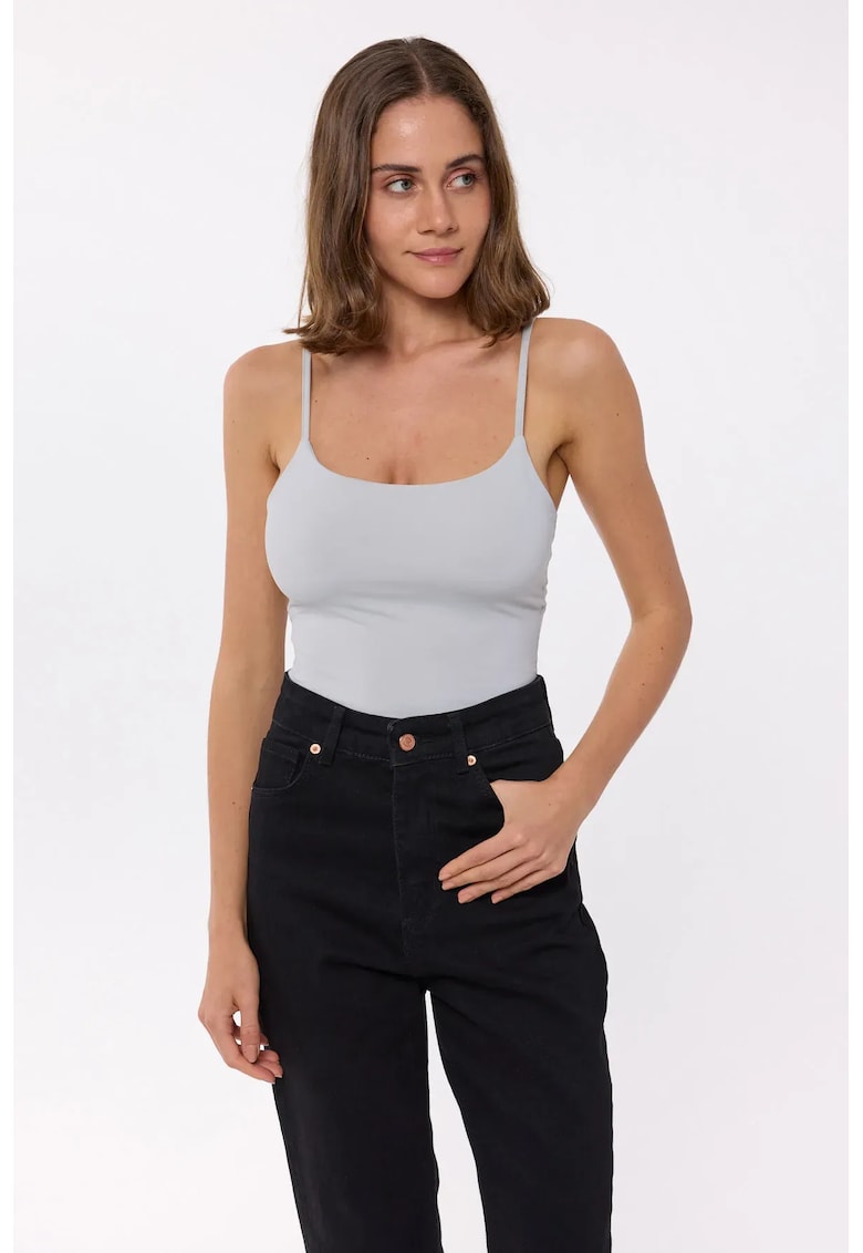 Body  simplu - bretele fine - gri - tesut