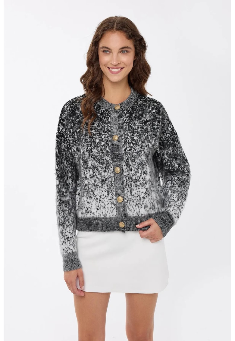 Cardigan tricotat cu nasturi -  material acrilic - Negru -