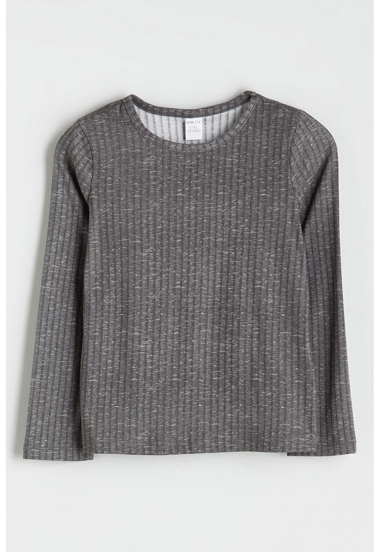 Bluza striata cu decolteu rotund - Gri inchis melange