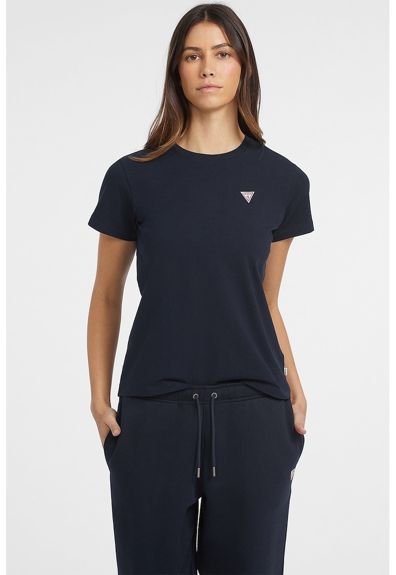 Tricou regular fit cu aplicatie logo discreta - Bleumarin