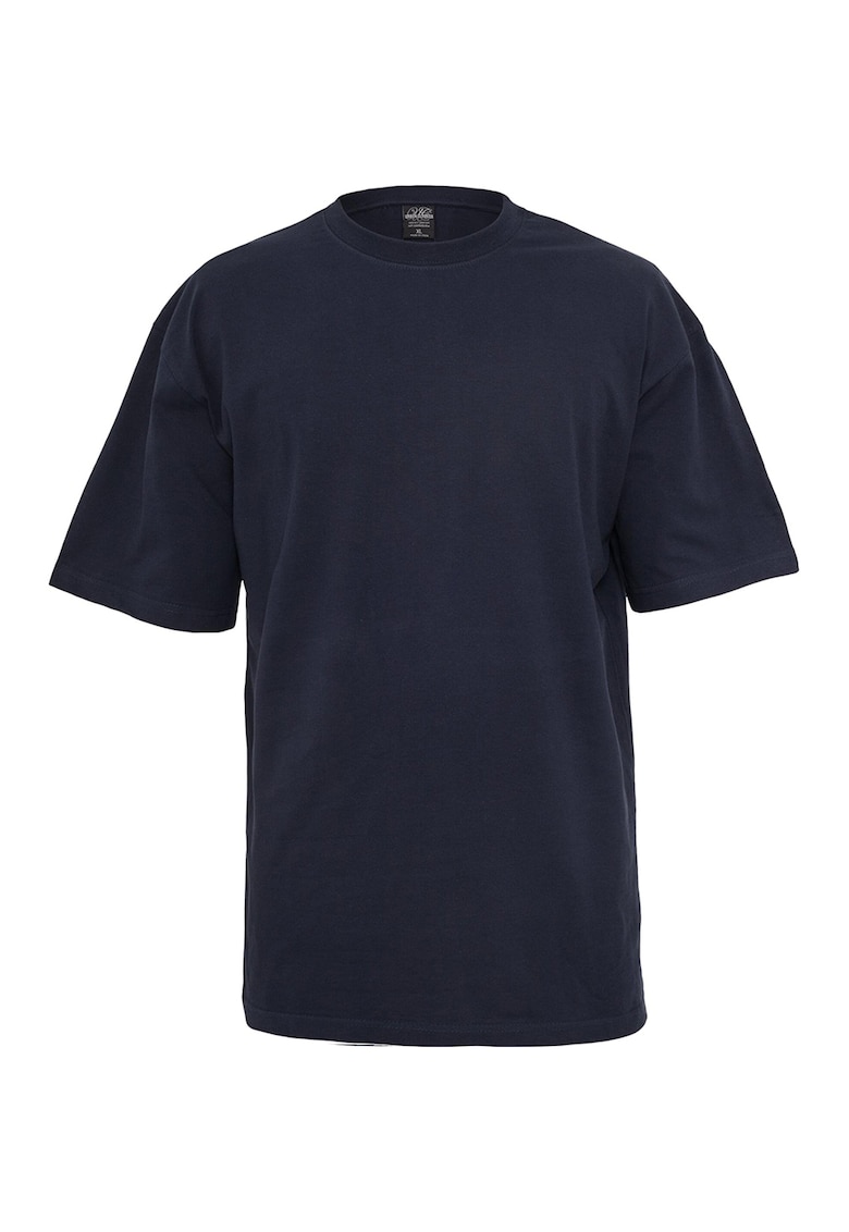 Tricou din bumbac cu decolteu la baza gatului - Bleumarin