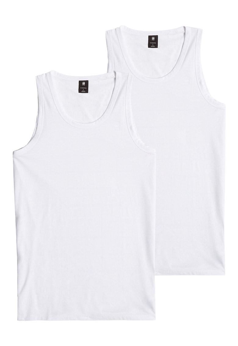 G STAR RAW - Set de top-uri cu decolteu rotund - 2 piese - Alb