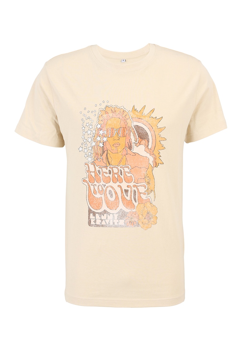 Tricou din bumbac cu imprimeu cu Lenny Kravitz - Bej