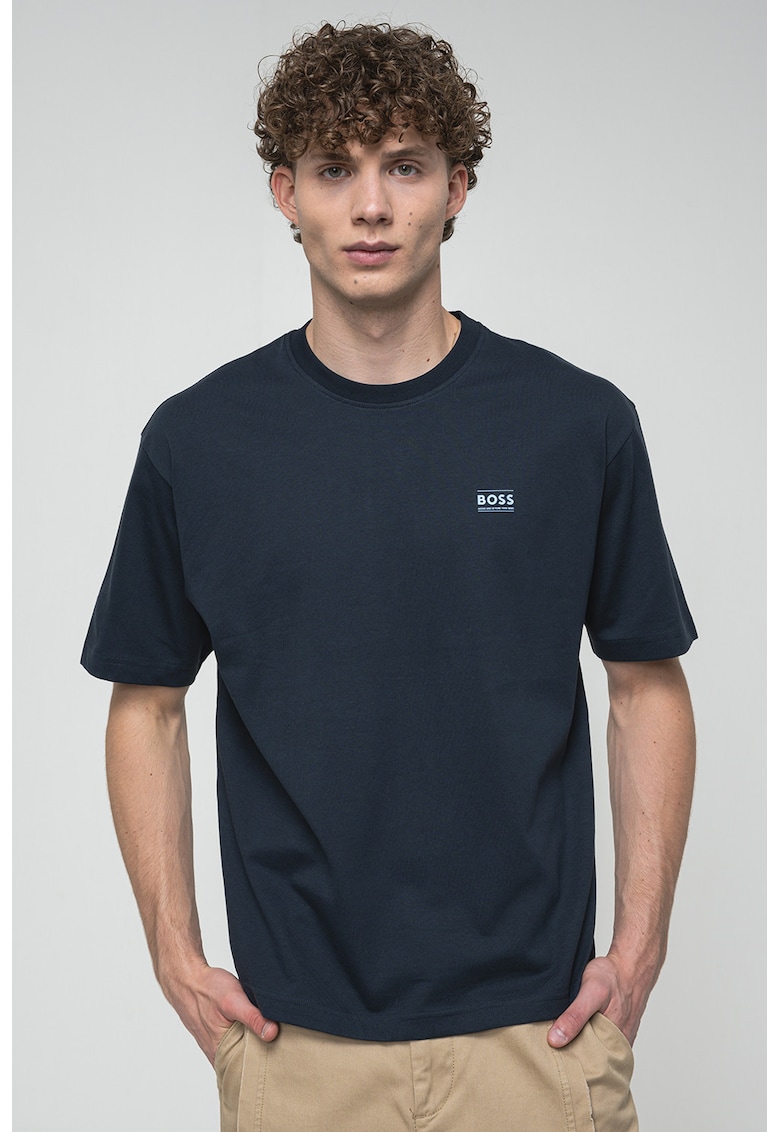 Oferte la Tricou din bumbac cu imprimeu grafic pe partea din spate - Albastru ultramarin