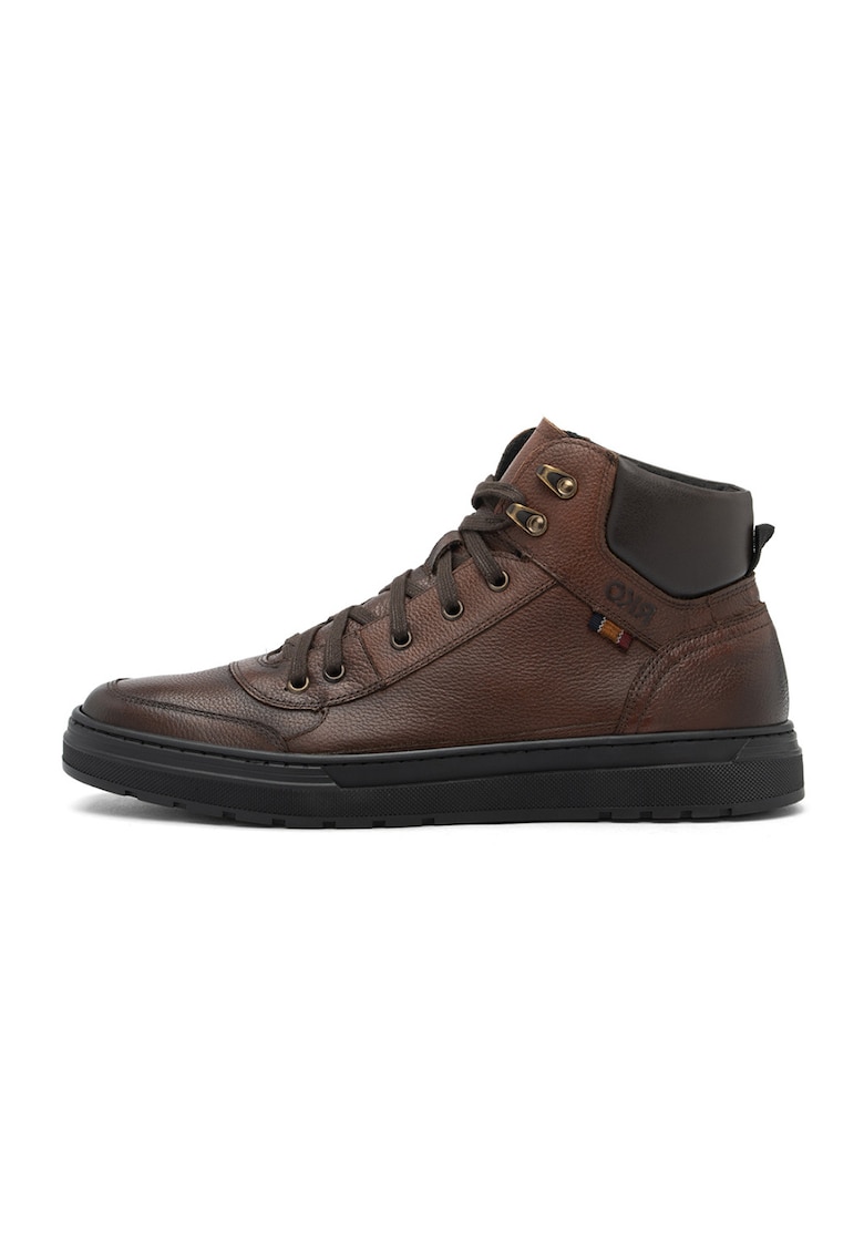 Pantofi sport inalti de piele - Maro
