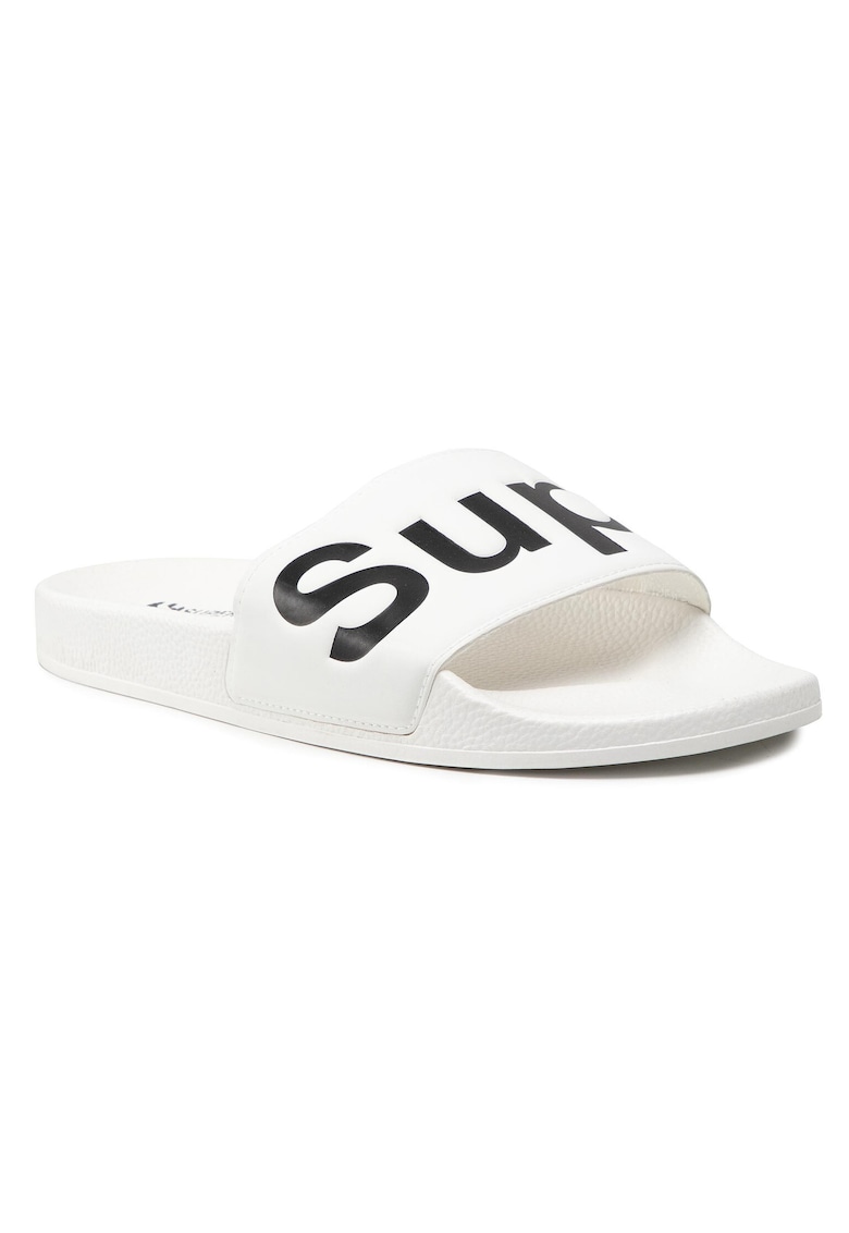 Papuci dama -  piele ecologica - alb - set de slapi