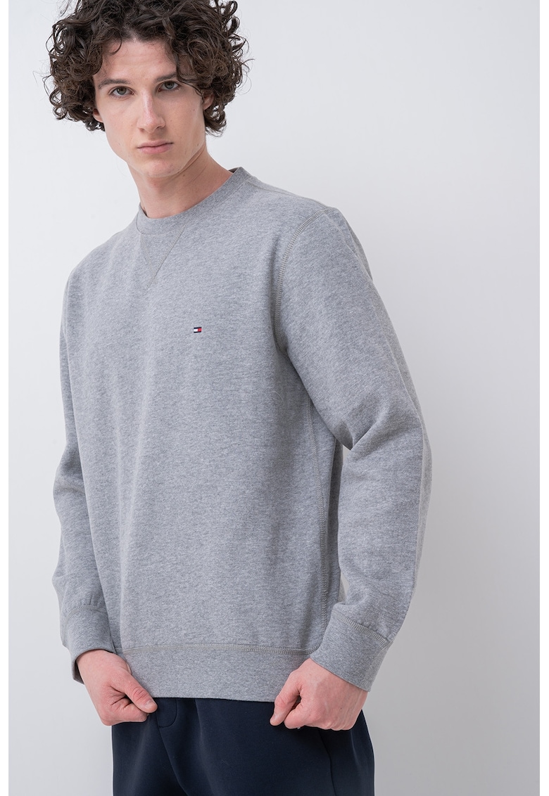 Bluza de trening regular fit cu decolteu la baza gatului - Gri deschis melange
