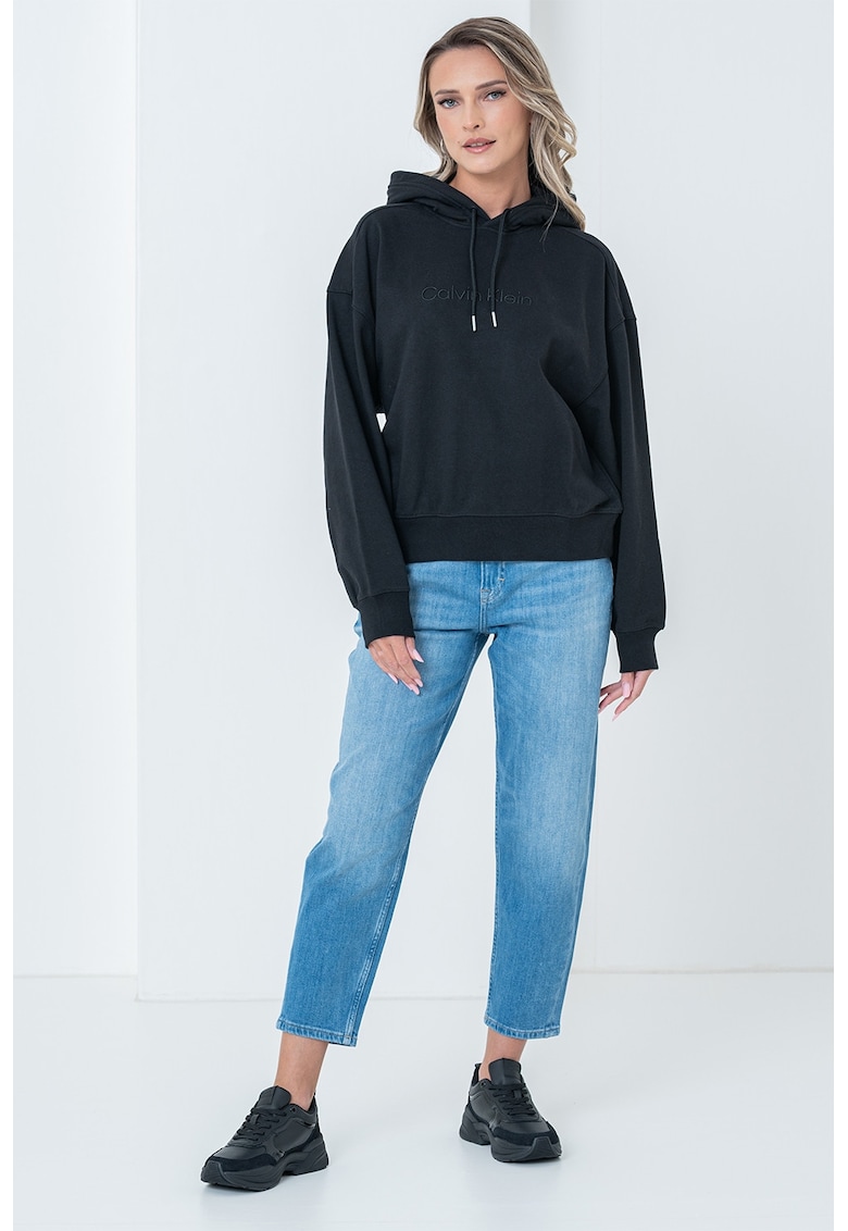Hanorac cu broderie logo - Negru