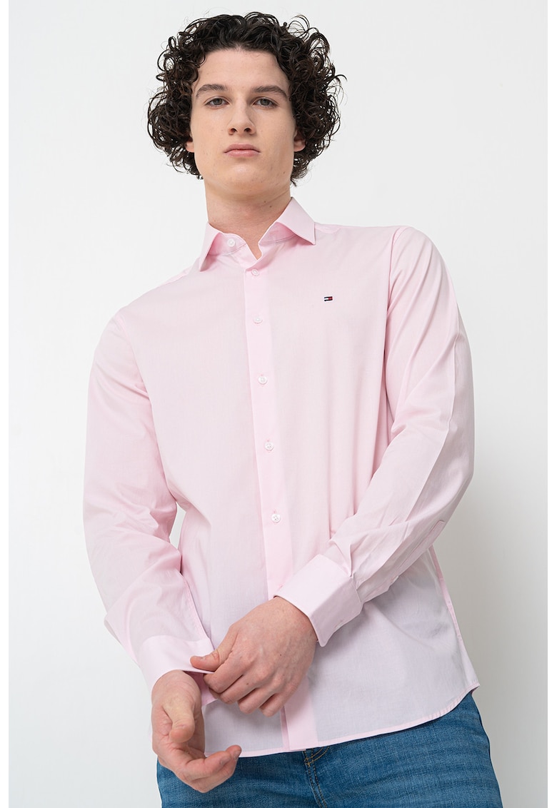 Camasa slim fit din amestec de bumbac - Roz deschis