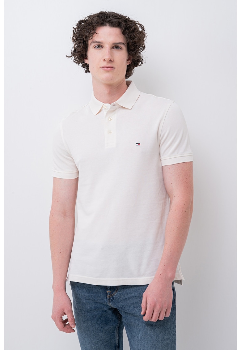 Tricou polo din amestec de bumbac organic 1985 - Crem