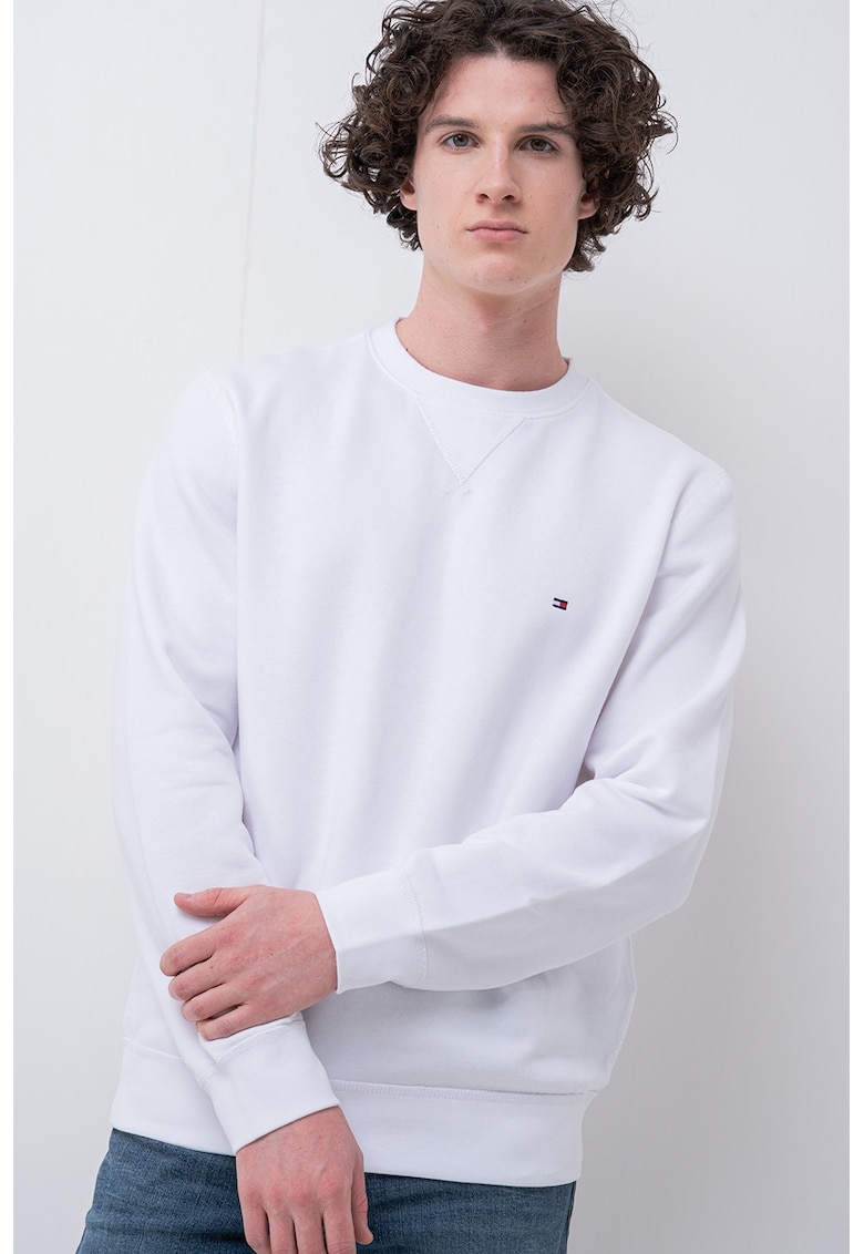 Bluza de trening regular fit cu decolteu la baza gatului - Alb optic