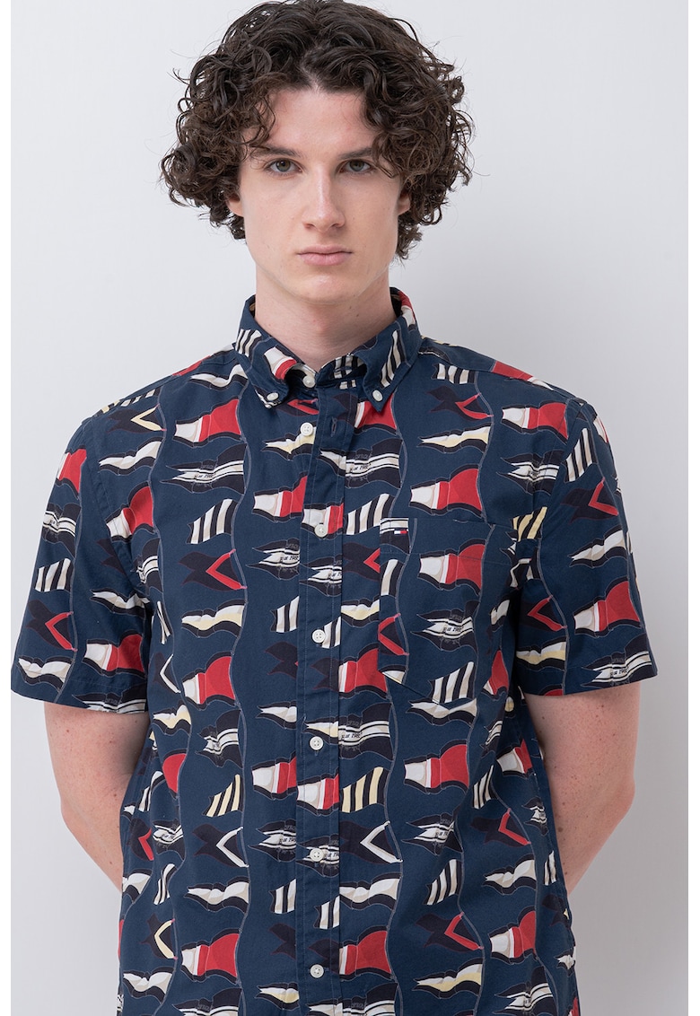 Camasa regular fit cu model grafic - Albastru inchis