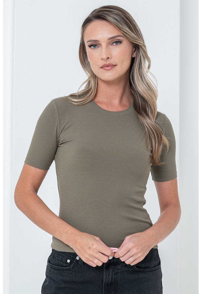 Tricou elastic din amestec de modal - Kaki