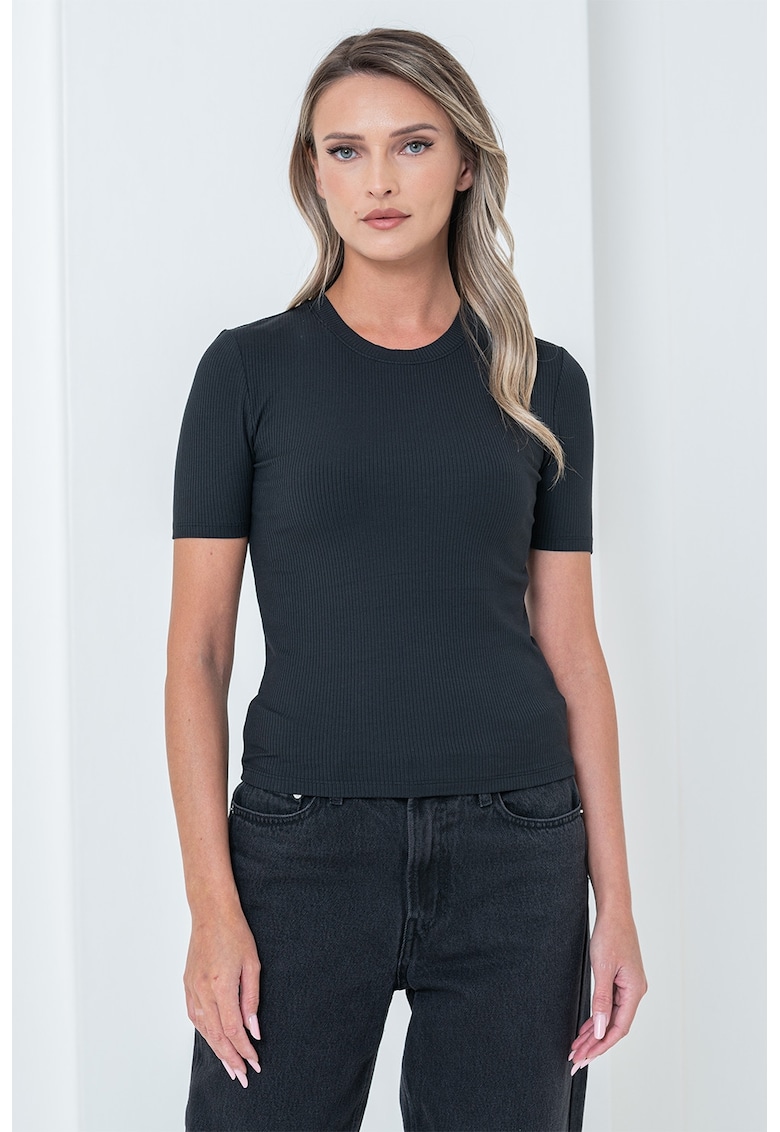 Tricou elastic din amestec de modal - Negru