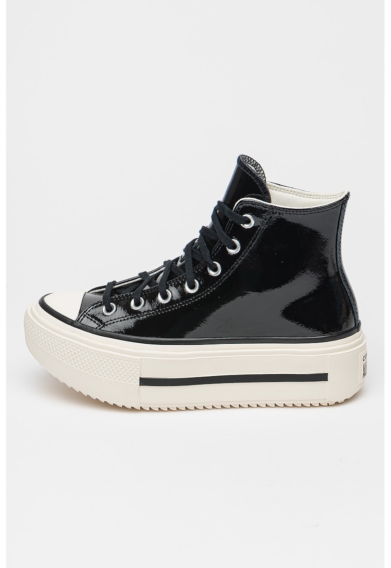 Pantofi sport de piele lacuita Chuck Taylor All Star Lift Double Stack - Negru