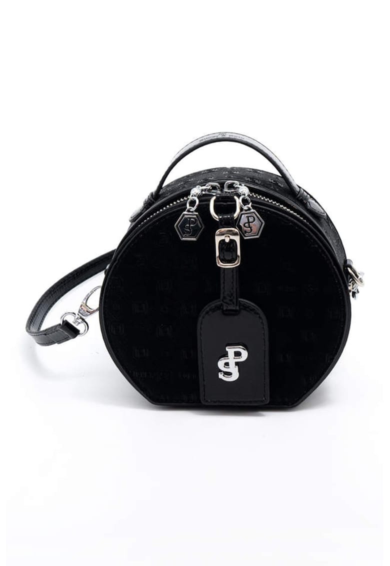 Geanta crossbody din piele ecologica cu fermoar - Negru