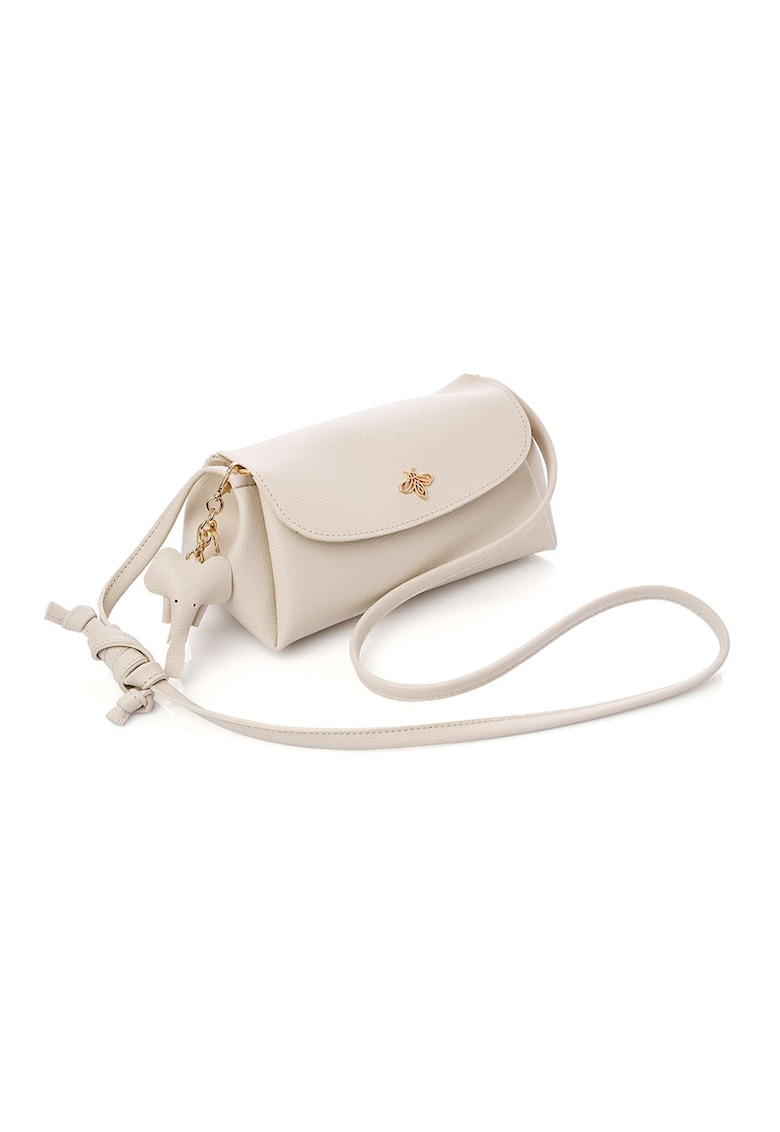 Geanta crossbody din piele ecologica - Crem - 12x22x11