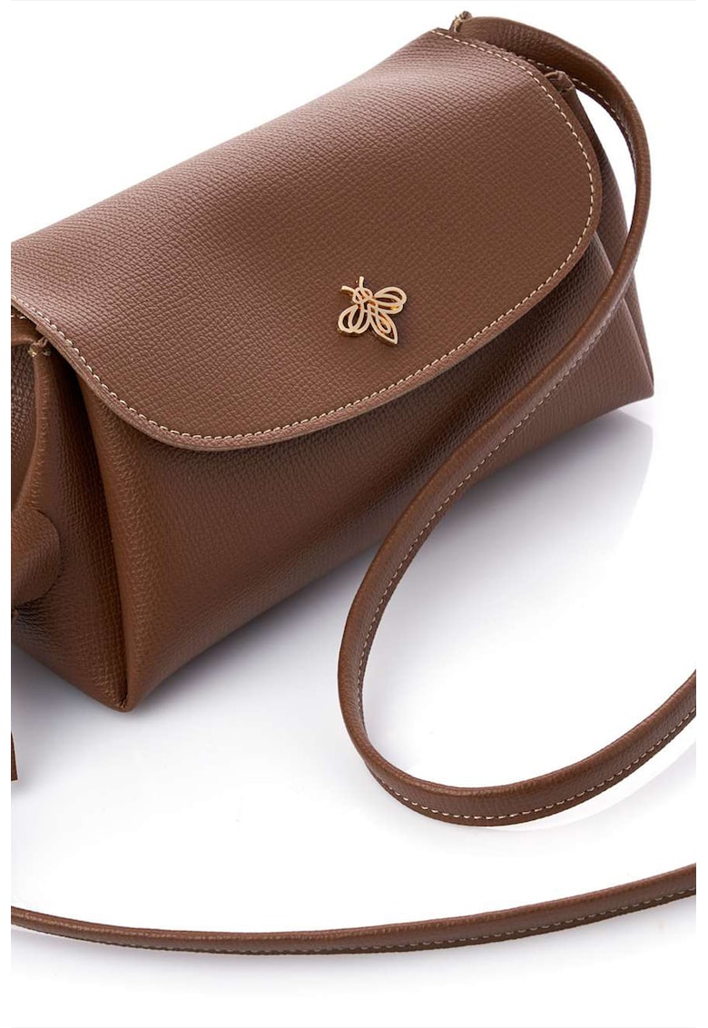 Geanta crossbody din piele ecologica - Maro - 12x22x11