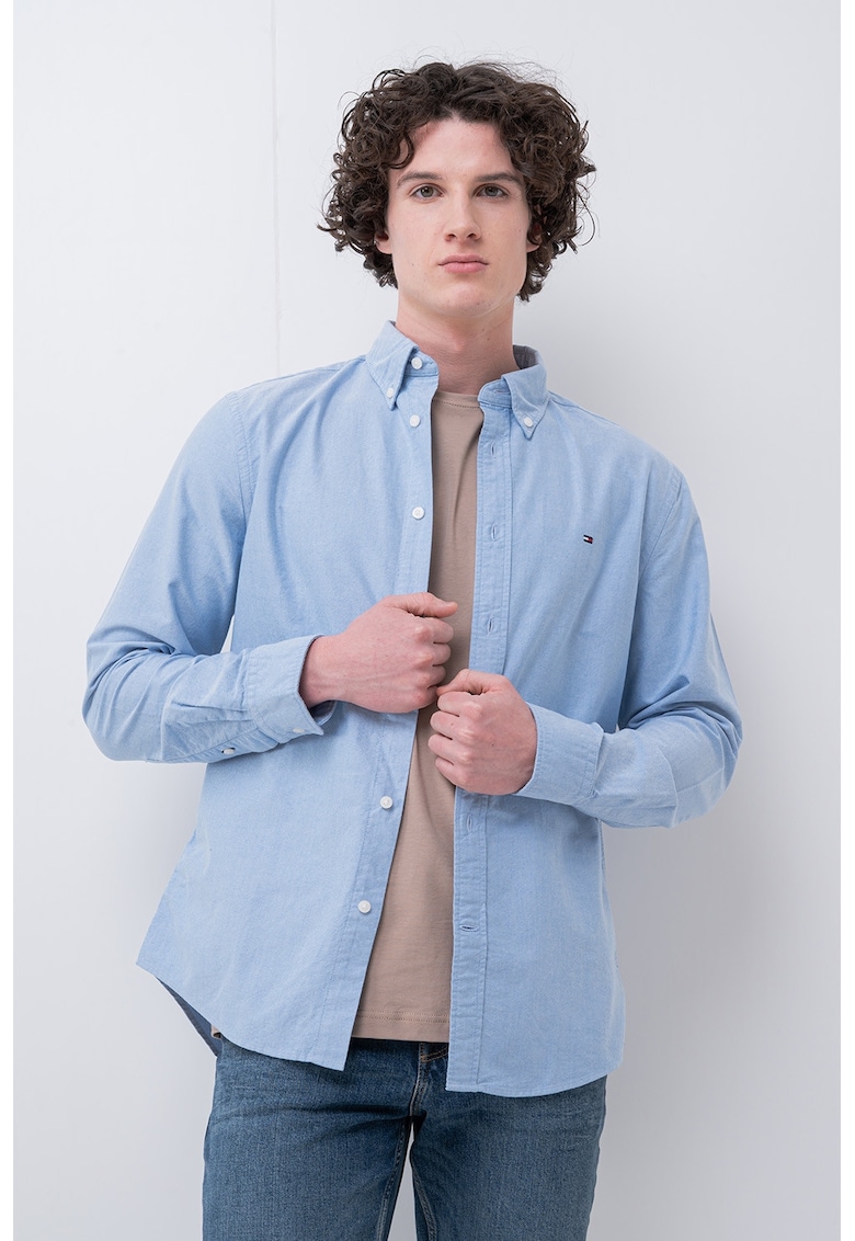 Camasa Oxford regular fit Heritage - Albastru deschis melange