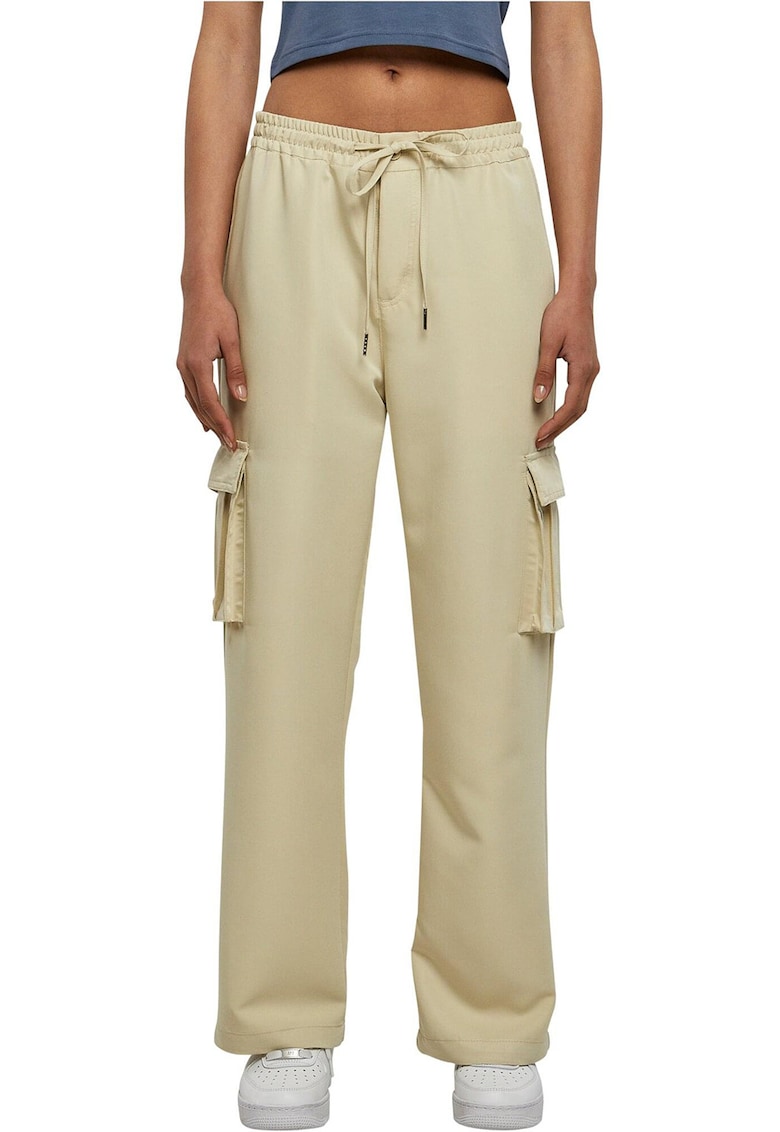 Pantaloni cargo cu croiala ampla si snur de ajustare - Bej