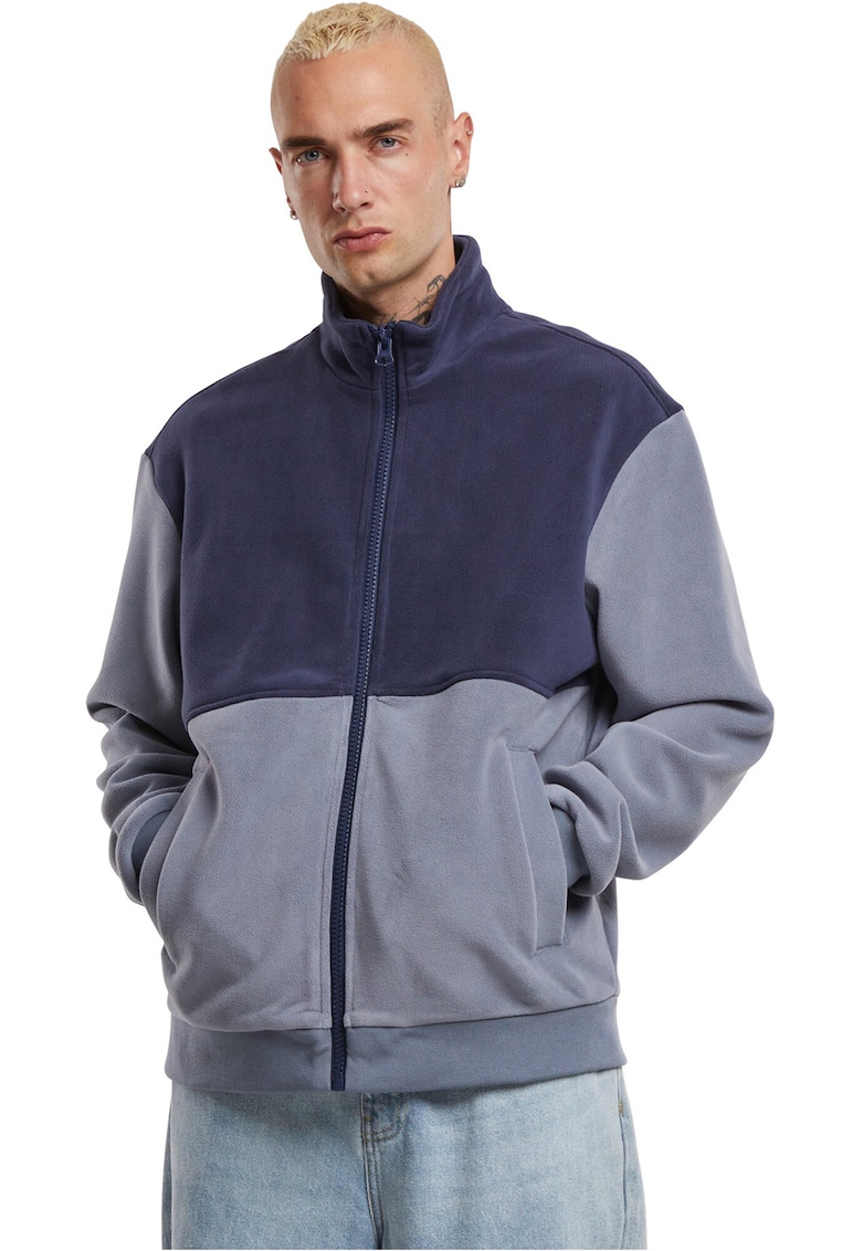 Jacheta colorblock cu buzunare laterale - Albastru prafuit/Bleumarin