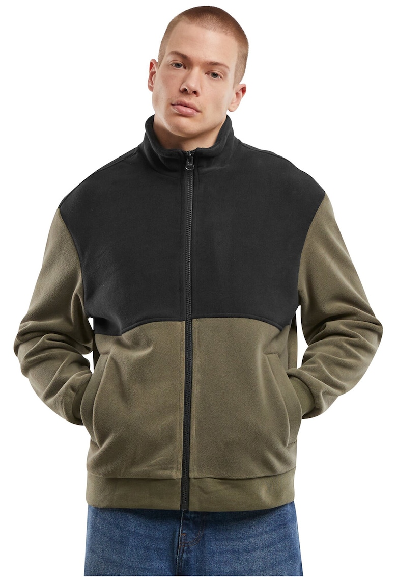 Jacheta colorblock cu buzunare laterale - Negru/Verde masliniu