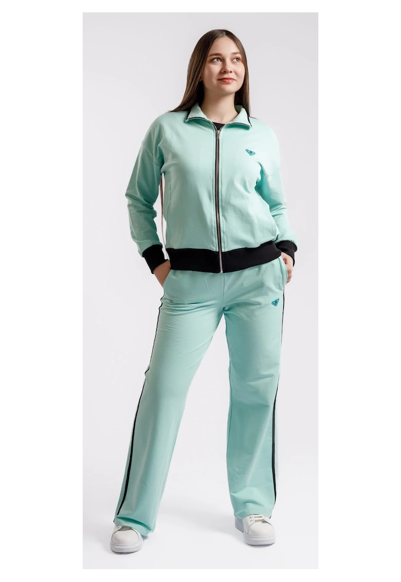 Trening din bumbac cu fermoar pentru dame - Verde