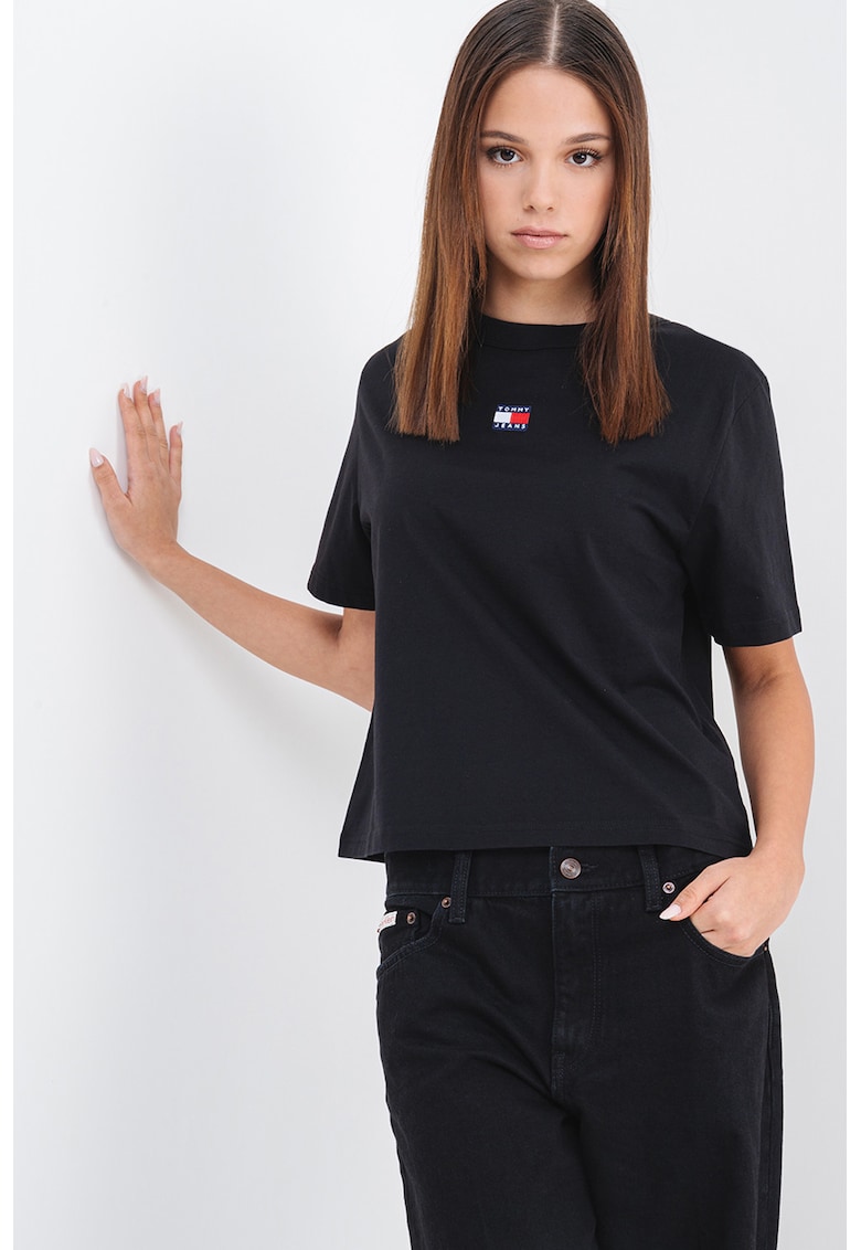 Tricou lejer de bumbac - Rosu/Negru