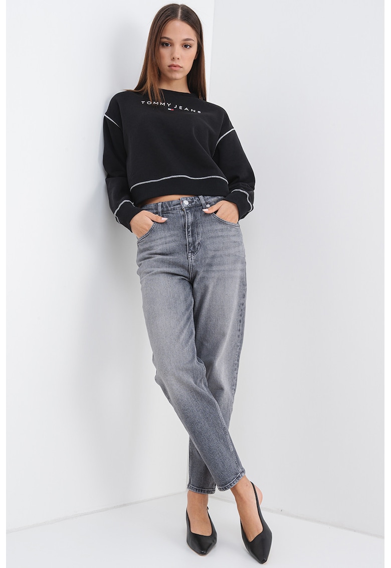 Bluza de trening crop lejera - Alb/Negru