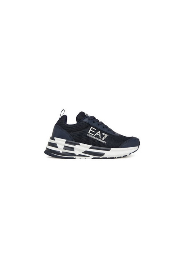 Pantofi sport pentru baieti -  Emporio Armani - textil - alb/bleumarin