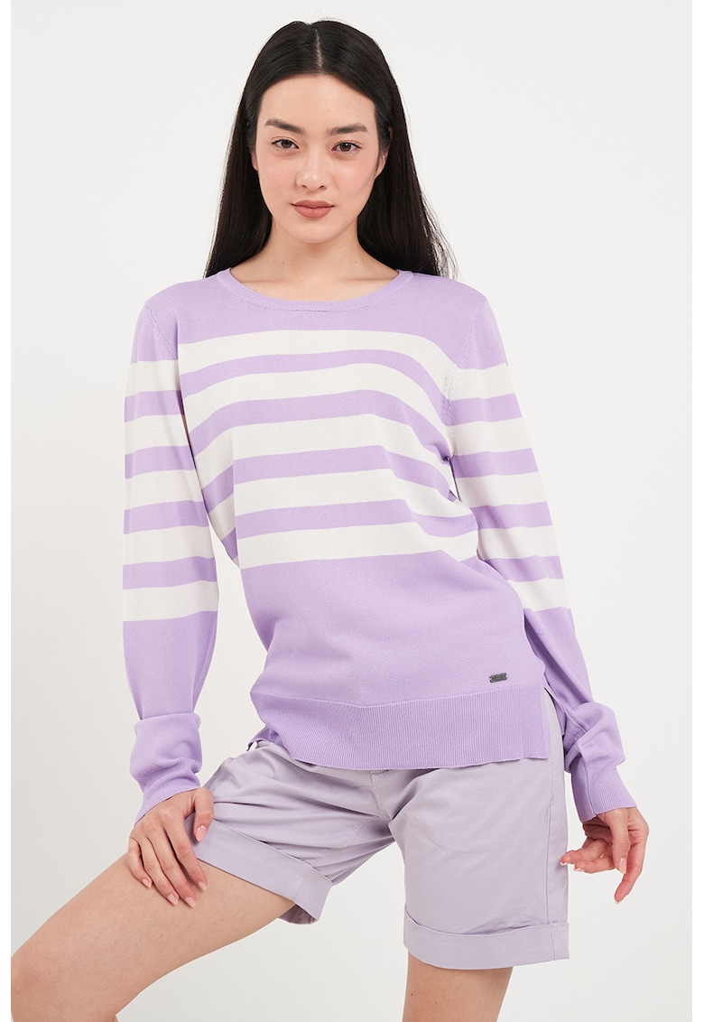 Pulover cu dungi - Alb/Lila