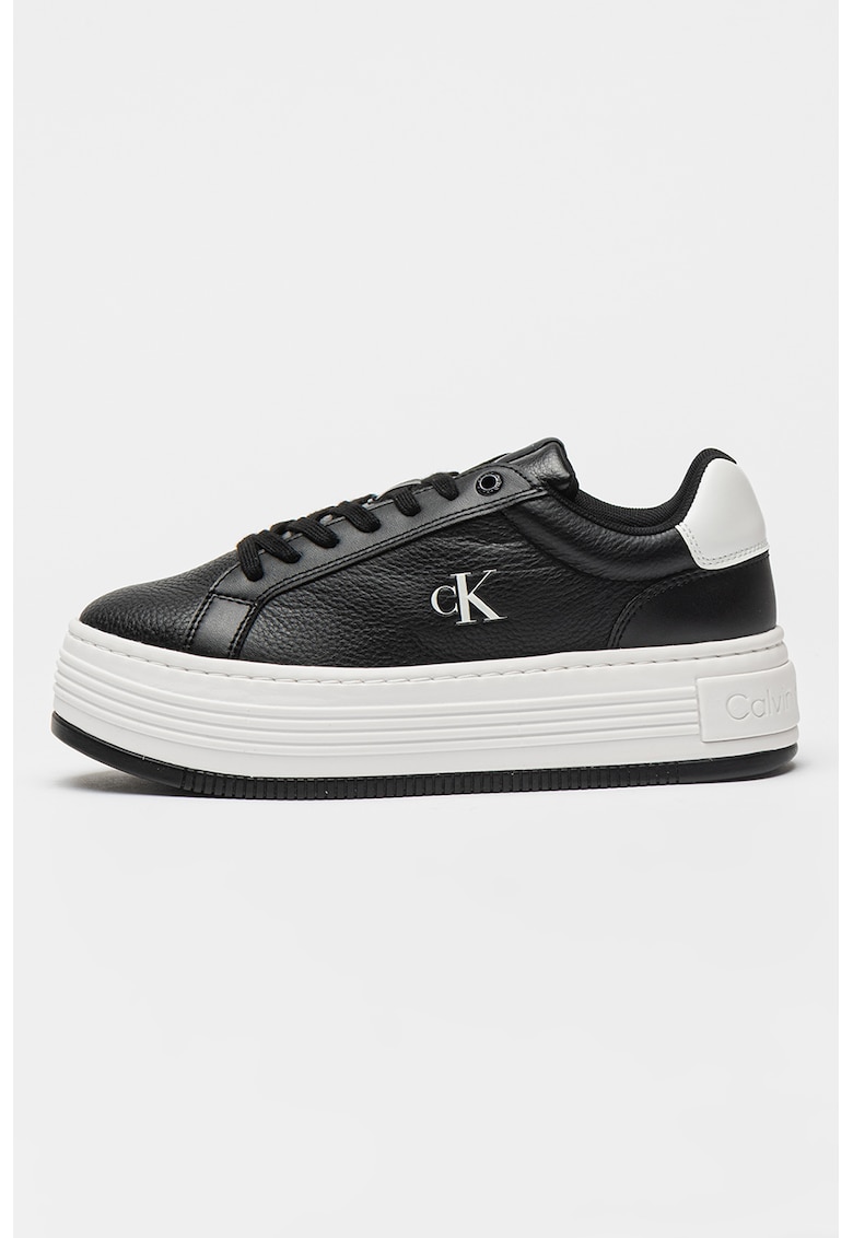 Pantofi sport cu talpa flatform si sireturi - Negru