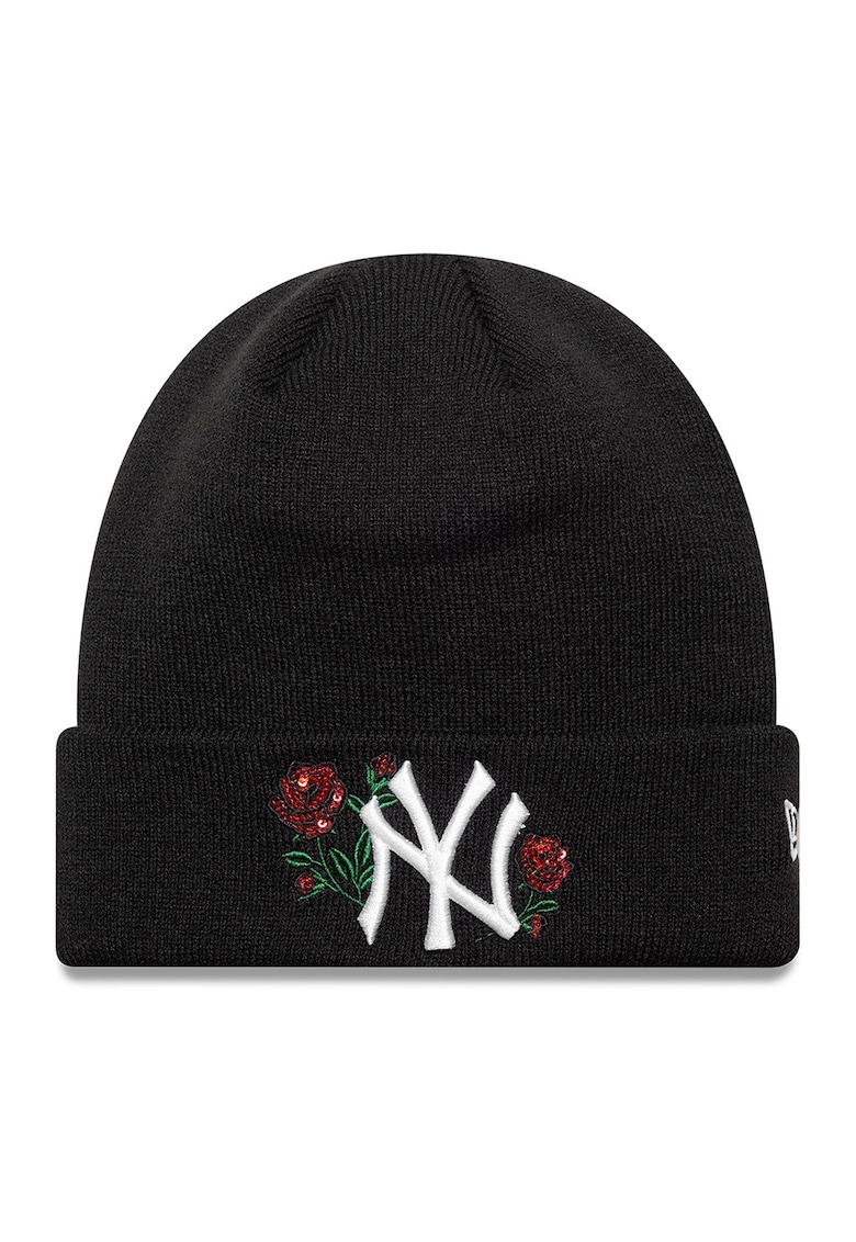 Caciula cu broderii florale - Negru