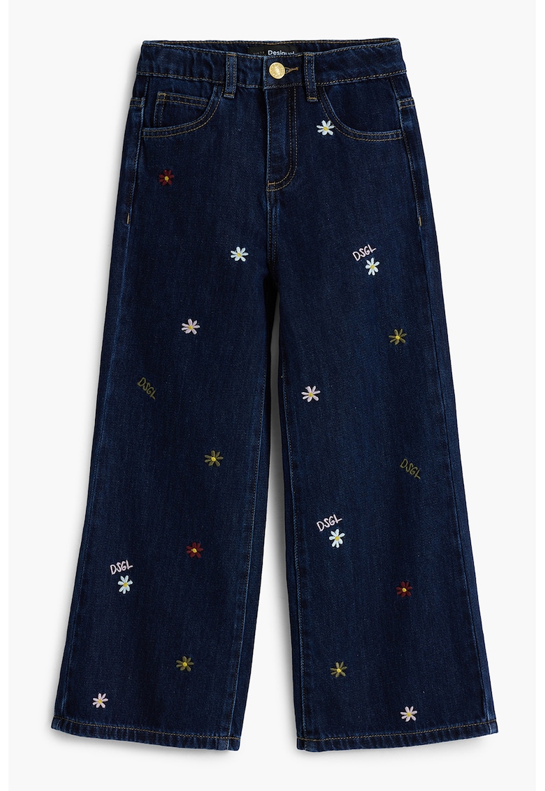 Blugi cu broderie - Bleumarin