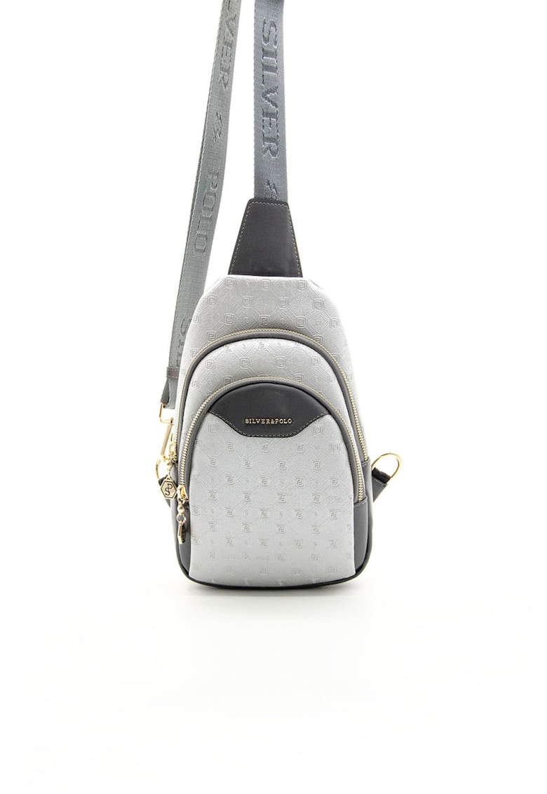 Geanta crossbody cu model logo - Gri - 30X22X8