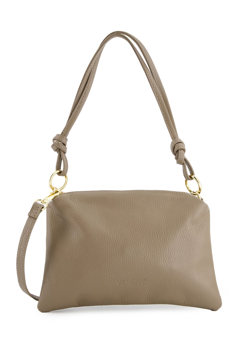 Geanta crossbody  din piele naturala - maro - 20x28x4cm - cu manere decorative - curea detasabila - lungime maxima 128cm.