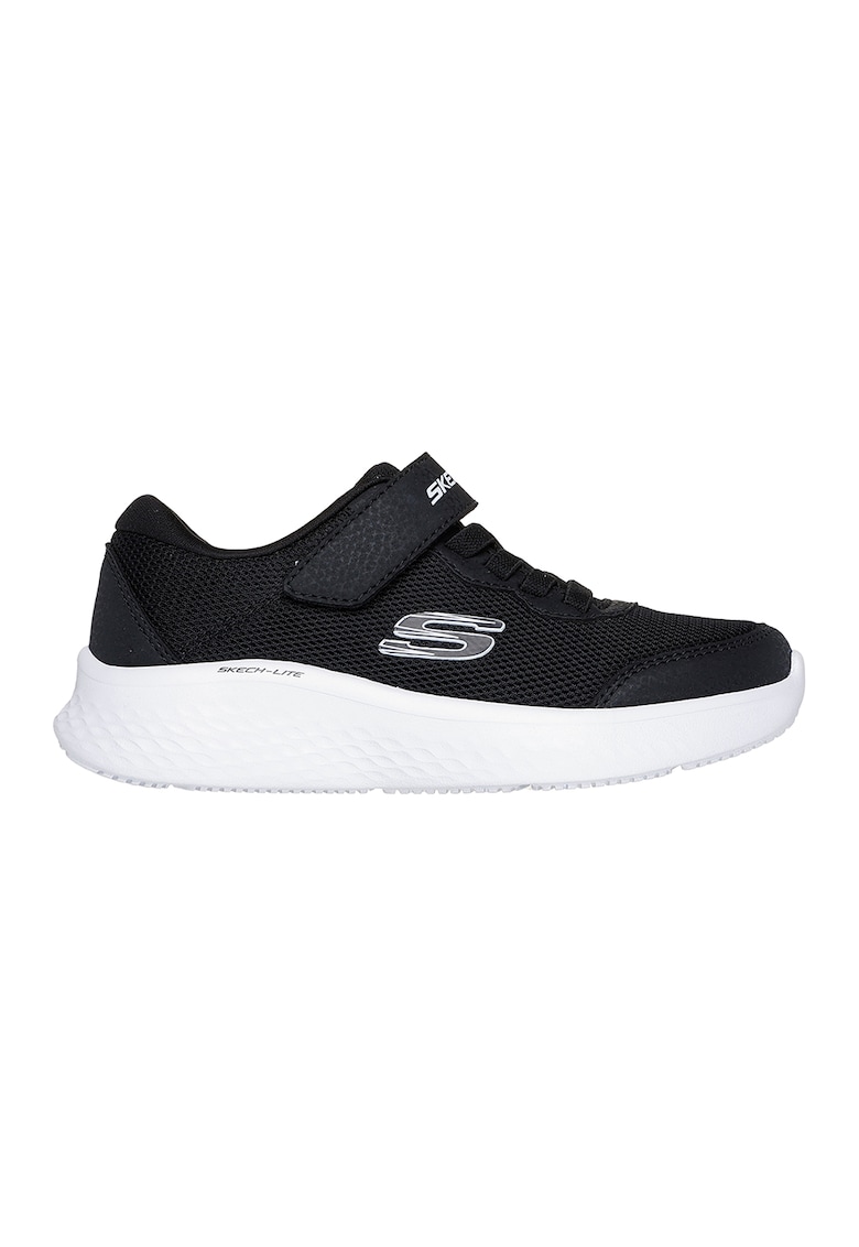 Pantofi sport Skech-Lite Pro cu insertii de piele ecologica si velcro - Negru/Alb optic