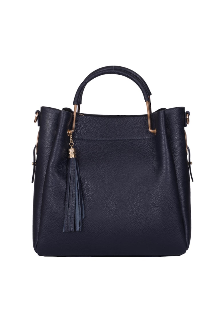 Geanta Fabiana din piele naturala pentru dama - Bleumarin - 32x32cm