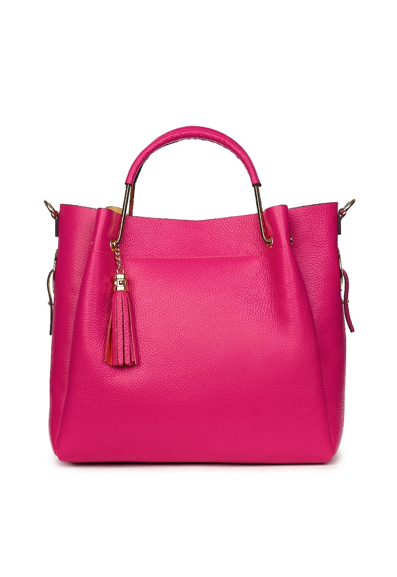Geanta Fabiana din piele naturala pentru dama - Fucsia - 32x32cm