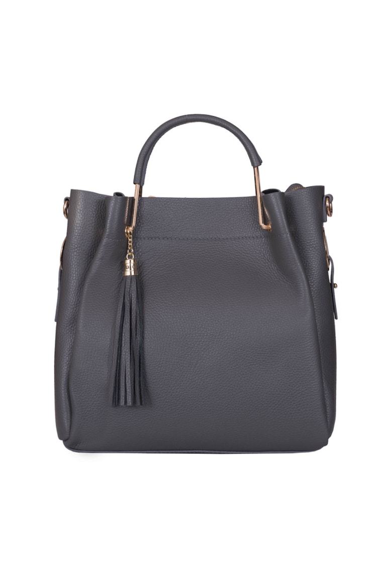 Geanta Fabiana din piele naturala pentru dama - Gri - 32x32cm