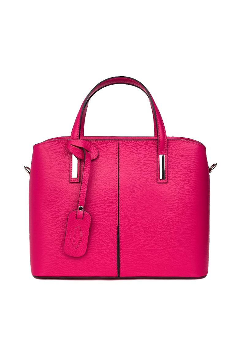 Geanta dama din piele naturala Gianna gri - Fucsia