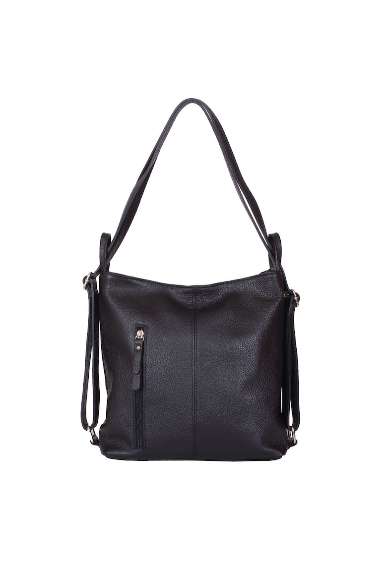 Geanta rucsac 2-in-1 din piele naturala Alesandra - Negru