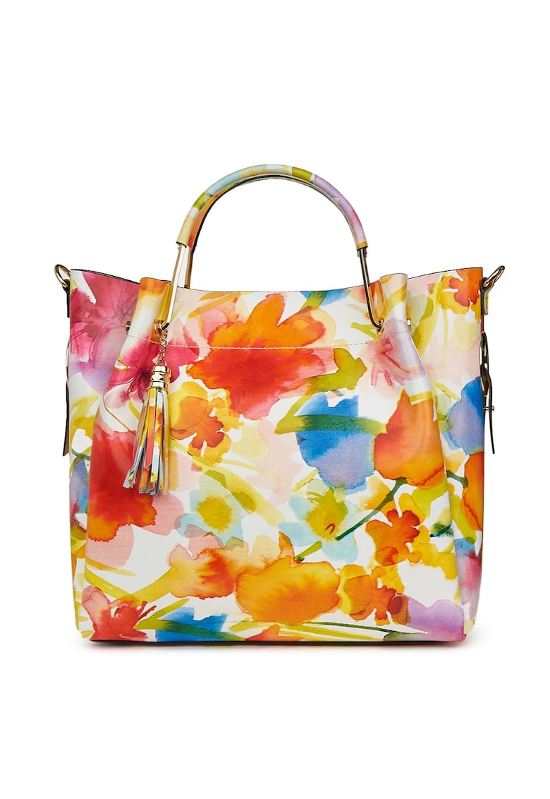 Geanta dama din piele naturala Fabiana cu model floral FF1 - Flori