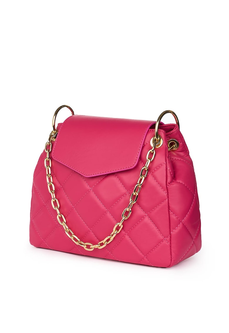 Geanta din piele matlasata Evia fucsia - Fucsia